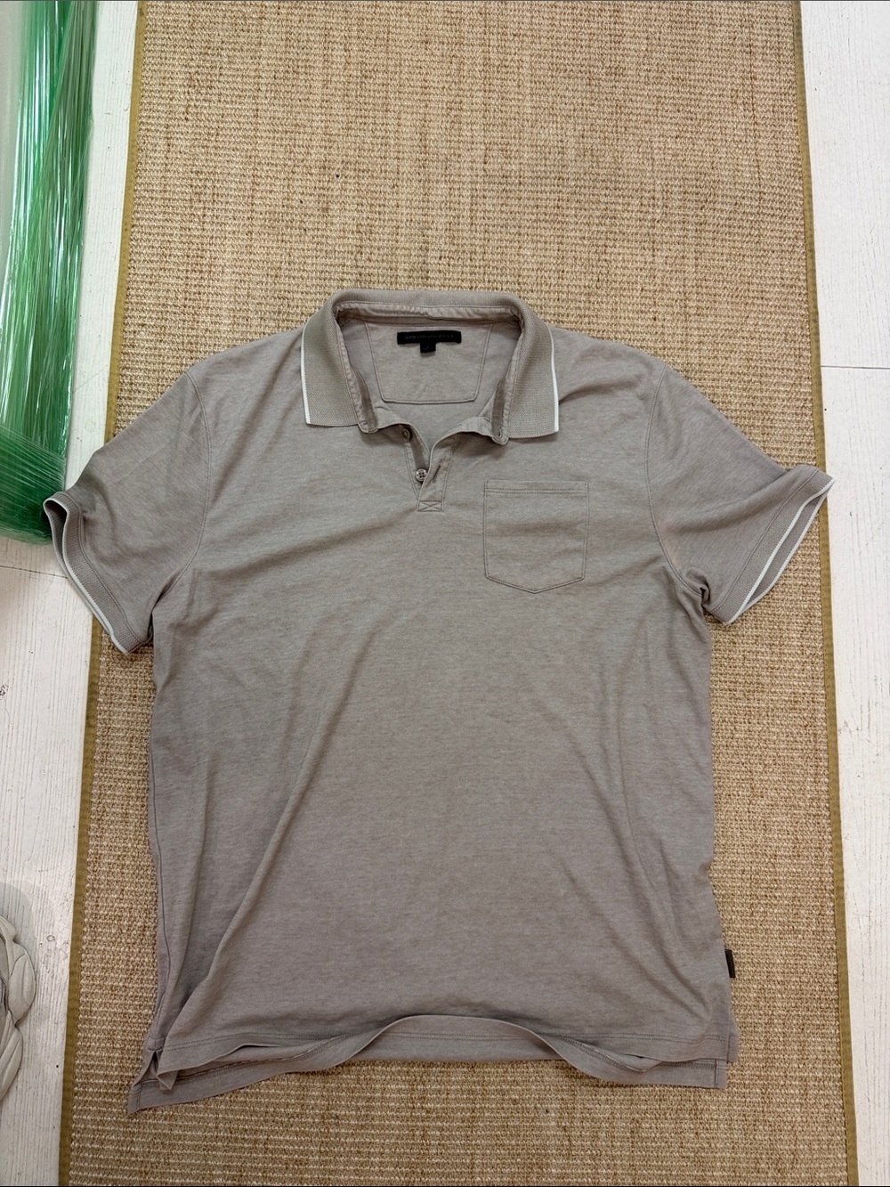 Men's taupe Polo Shirt with Contrast Trim
